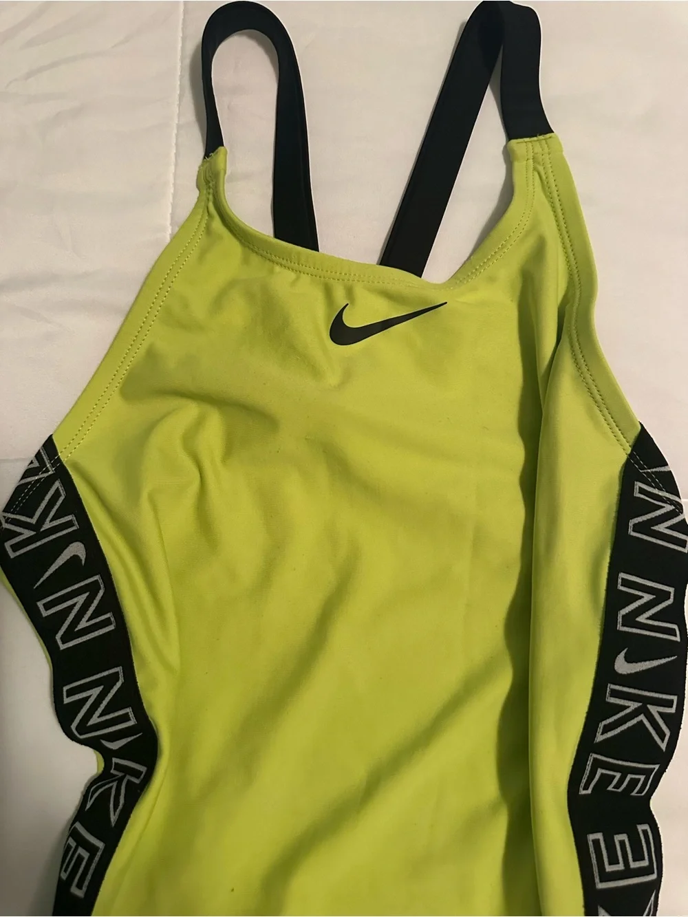 Nike Lime Green One-Piece Swimsuit with Black Trim
